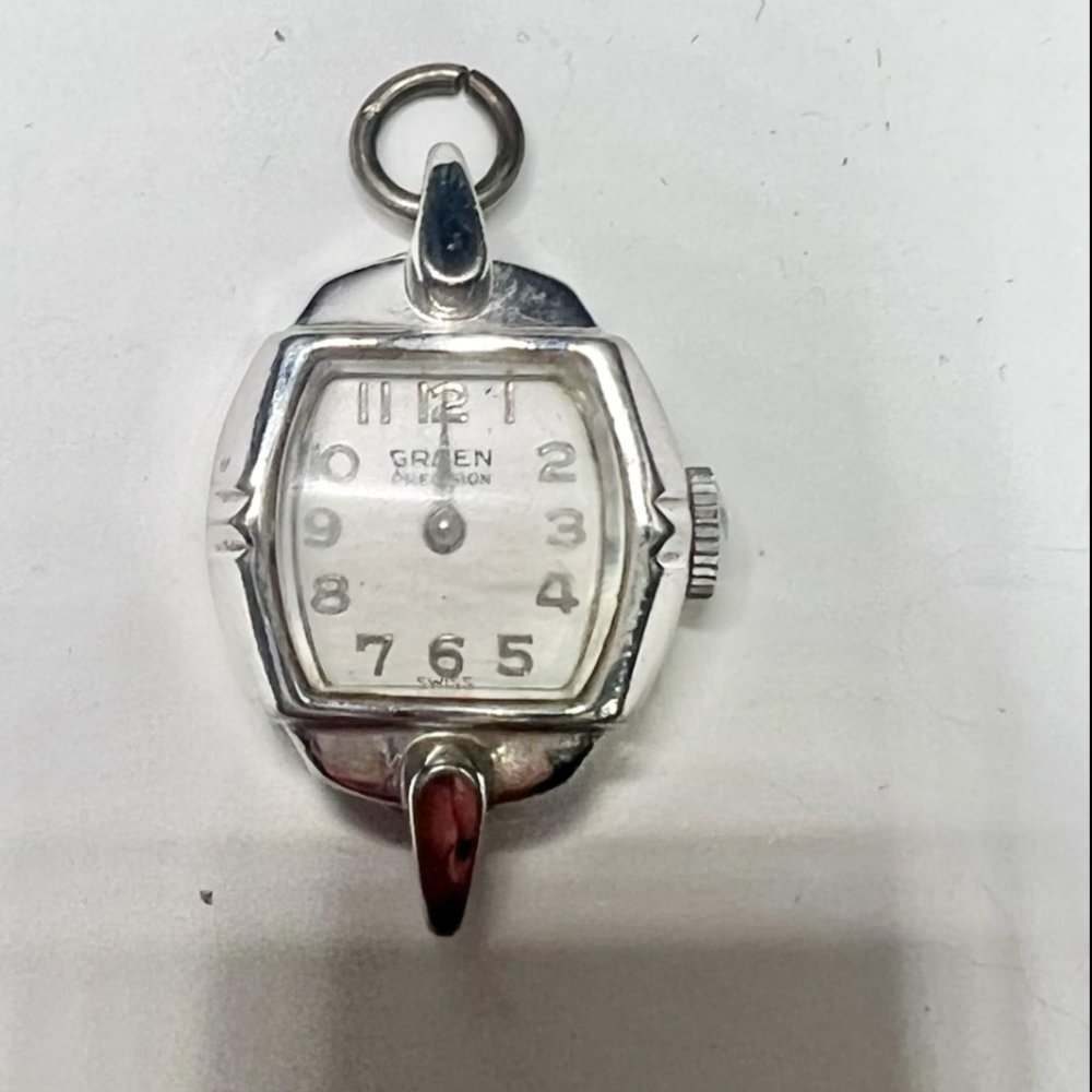 Vintage Gruen Precision Stainless Steel Watch Head 17 Jewels Movement For parts